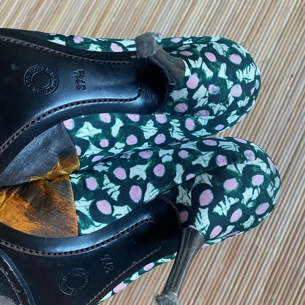WOMEN HEEL PUMPS BY DRIES VAN NOTEN Floral Heels Rouched size 37.5 - Picture 4 of 5